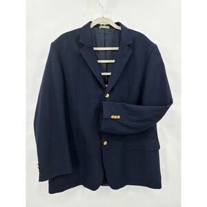 Vtg Orvis Mens Navy Wool Blend Blazer Sport Coat Gold Button 44L USA‎ Equestrian
